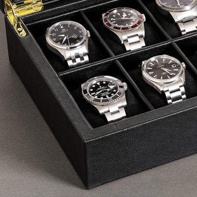 ROTHWELL Uhrenbox aus Leder mit 10 Fächern – Luxus-Uhrenetui, Veranstalter Uhrenaufbewahrung, Ultraw