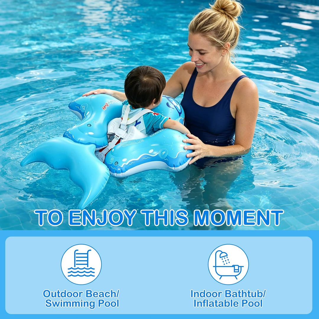 Qingning Baby Schwimmring mit Abnehmbaren Sonnendach, Baby Schwimmhilfe mit Schwimmsitz, Aufblasbare