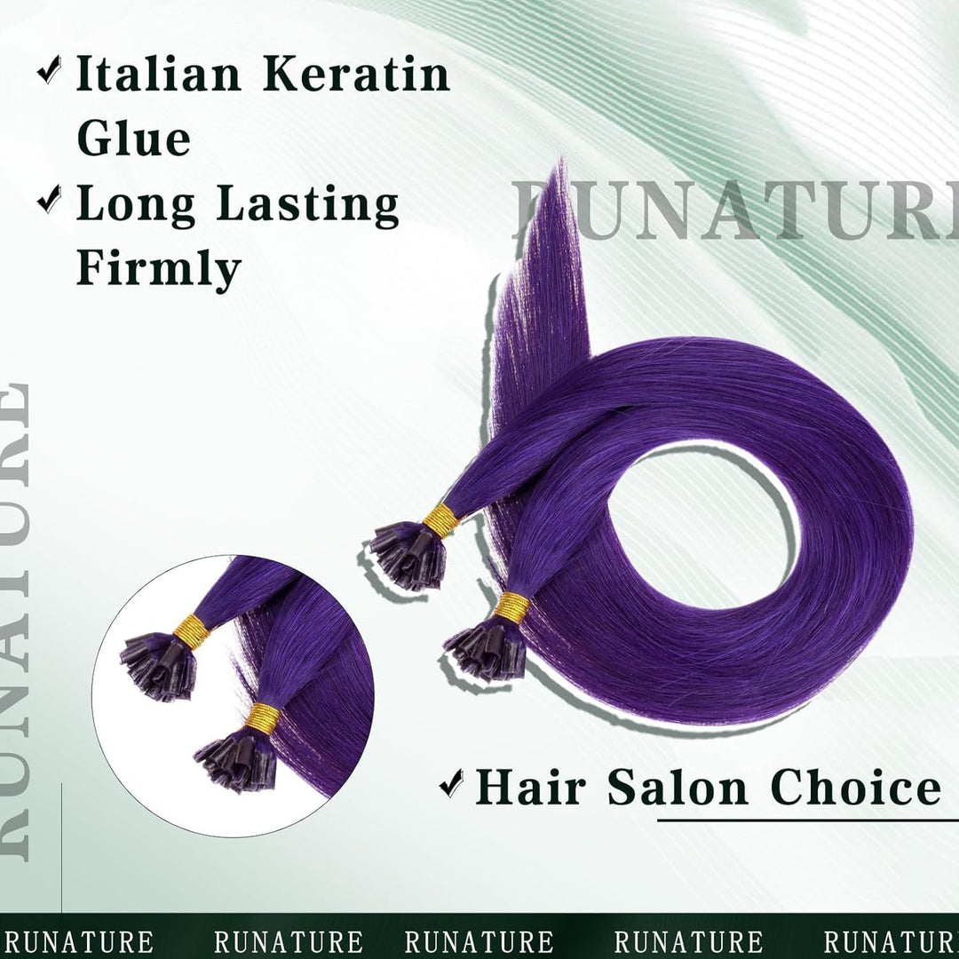 RUNATURE Echthaar Extensions Bondings Lila Pre Bonded U Tip Keratin Extensions Echthaar Fusion Kerat