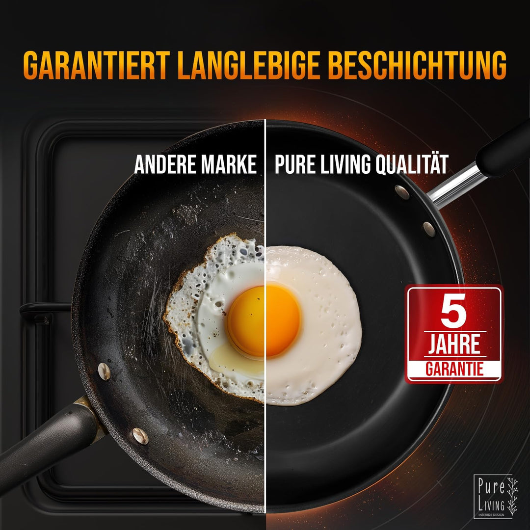Bratpfanne 28 cm Induktion mit TEST SEHR GUT und 5 JAHREN GARANTIE - Antihaft Beschichtete Pfanne 28