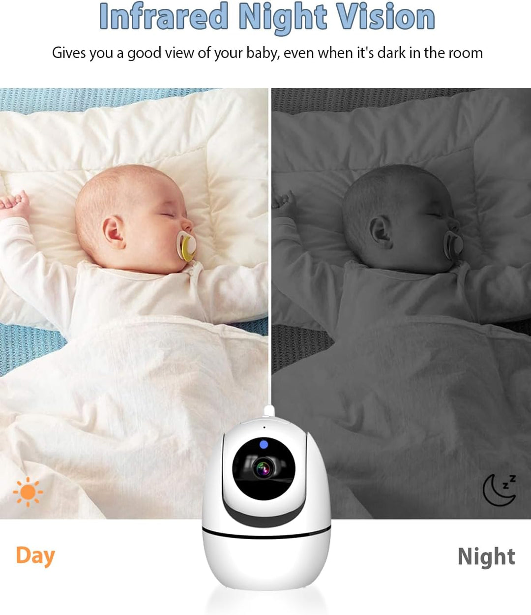 Ade Babyphone mit Kamera 5 Zoll 720P HD IPS-Display Babyphone Kamera 2-Wege-Audio VOX-Modus 300M Rei