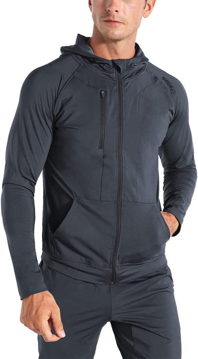 BROKIG Leichte Hoodie Herren,Schnelltrocknende Laufjacke Atmungsaktives Kapuzenpullover Trainingsjac