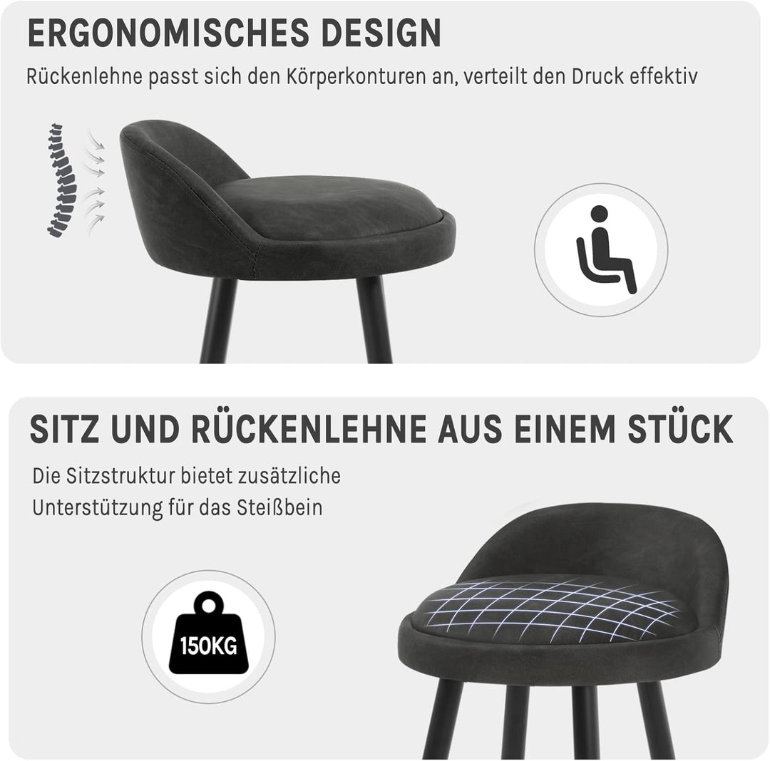 WOLTU BH327an-1 Barhocker 1er Set Barstuhl Hocker Tresenhocker Bistrohocker Designer Hocker mit Lehn