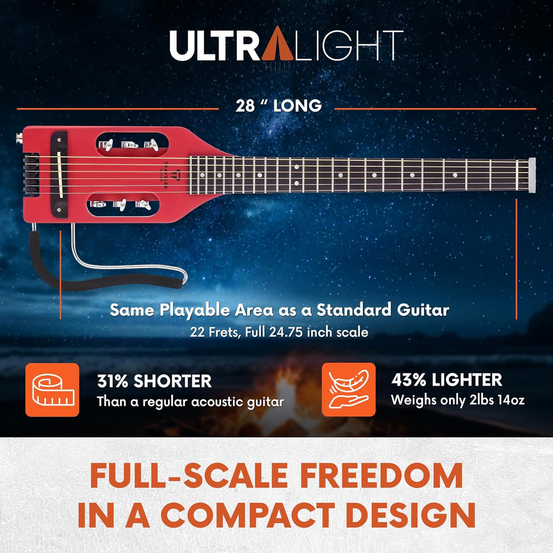Traveler Guitar Ultra-Light, akustisch-elektrische Gitarre, Vintage rot (ULA VRDM), Vintage rot