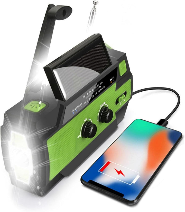 Notfallradio FM AM 4000mAh Hand Crank Solar Tragbares Radio mit LED -Taschenlampen -Motion -Sensor L
