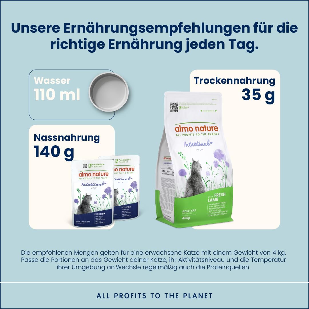 Almo Nature Holistic Intestinal Help Katzenfutter, Nassfutter für ausgewachsene Katzen mit Fisch. 30