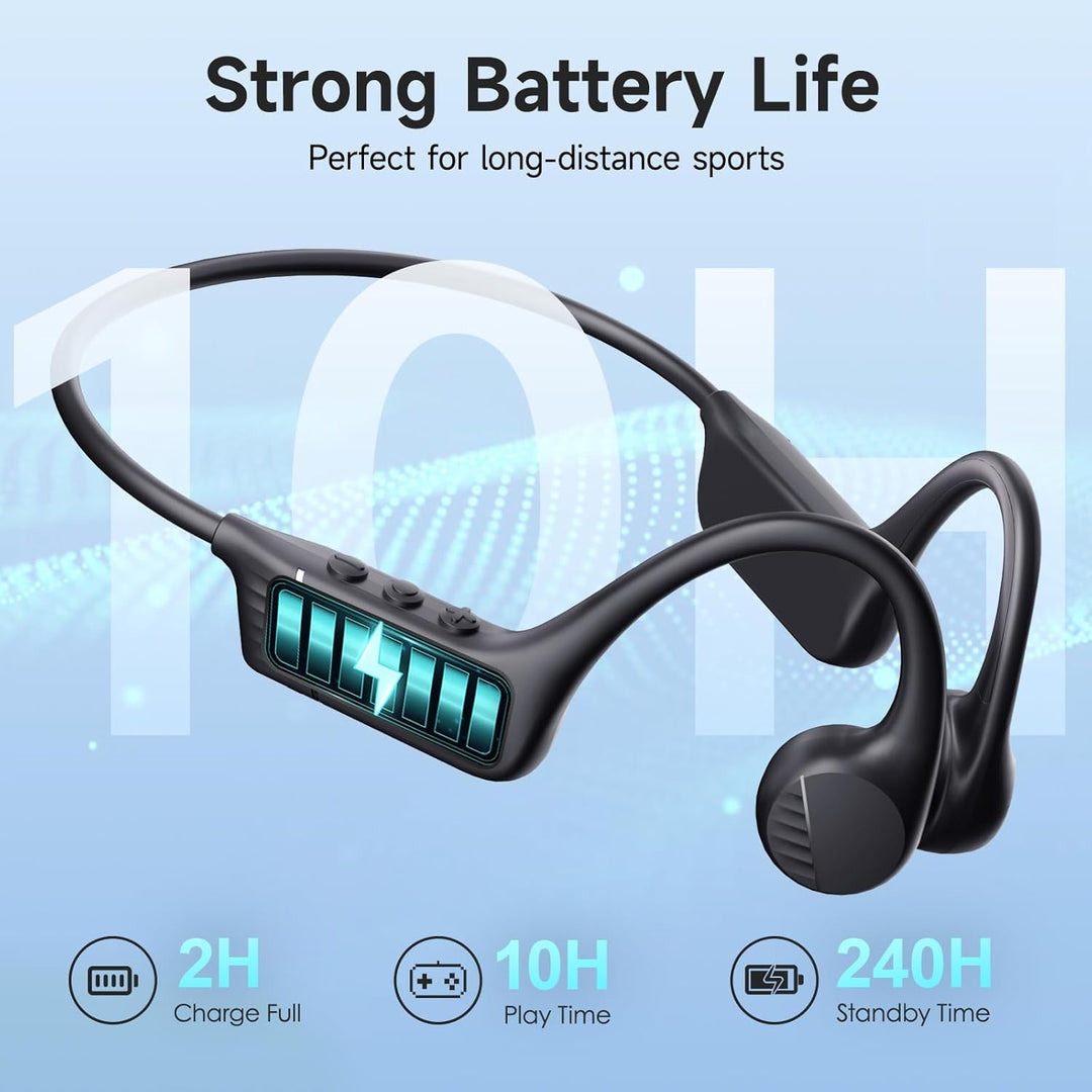 IFECCO Knochenschall Kopfhörer Bluetooth 6.0, Open Ear Kopfhörer Kabellos IP67 wasserdichte Schweiss