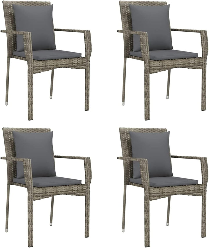 Festnight 5 teilig Garten Sitzgruppe Poly Rattan Gartenmöbel Set 4 Personen Essgruppe Gartentisch mi