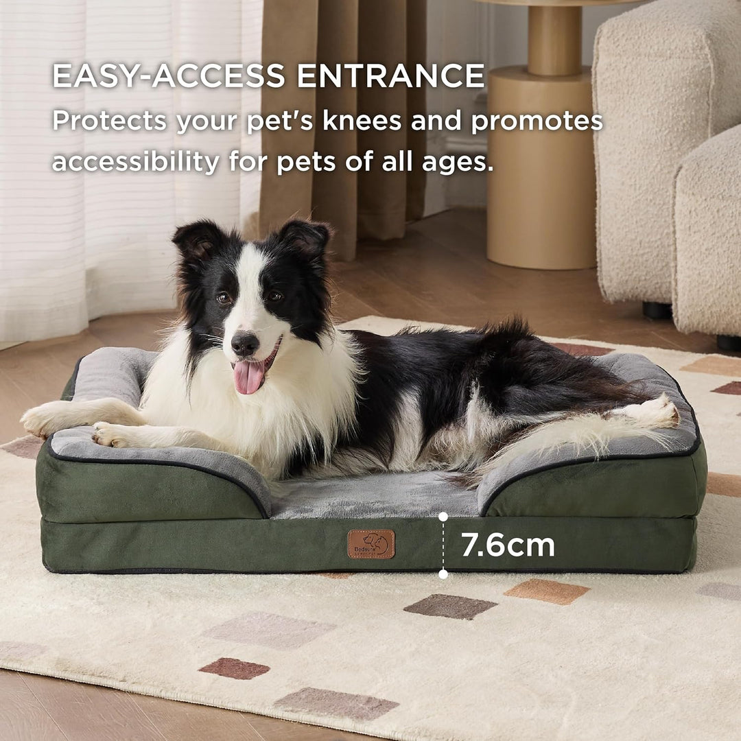 Bedsure orthopädisches Hundebett Ergonomisches Hundesofa - 89x63 cm Hundecouch mit eierförmiger Kist