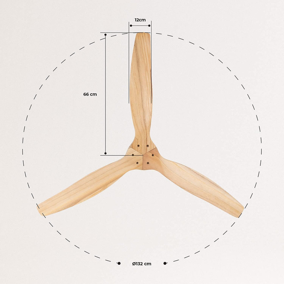 CREATE / WINDCALM/Deckenventilator mit Fernbedienung, schwarzer Sockel mit Naturholzflügeln / 40W, L