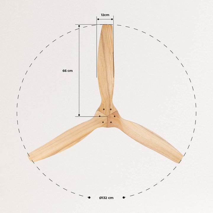 CREATE / WINDCALM/Deckenventilator mit Fernbedienung, schwarzer Sockel mit Naturholzflügeln / 40W, L