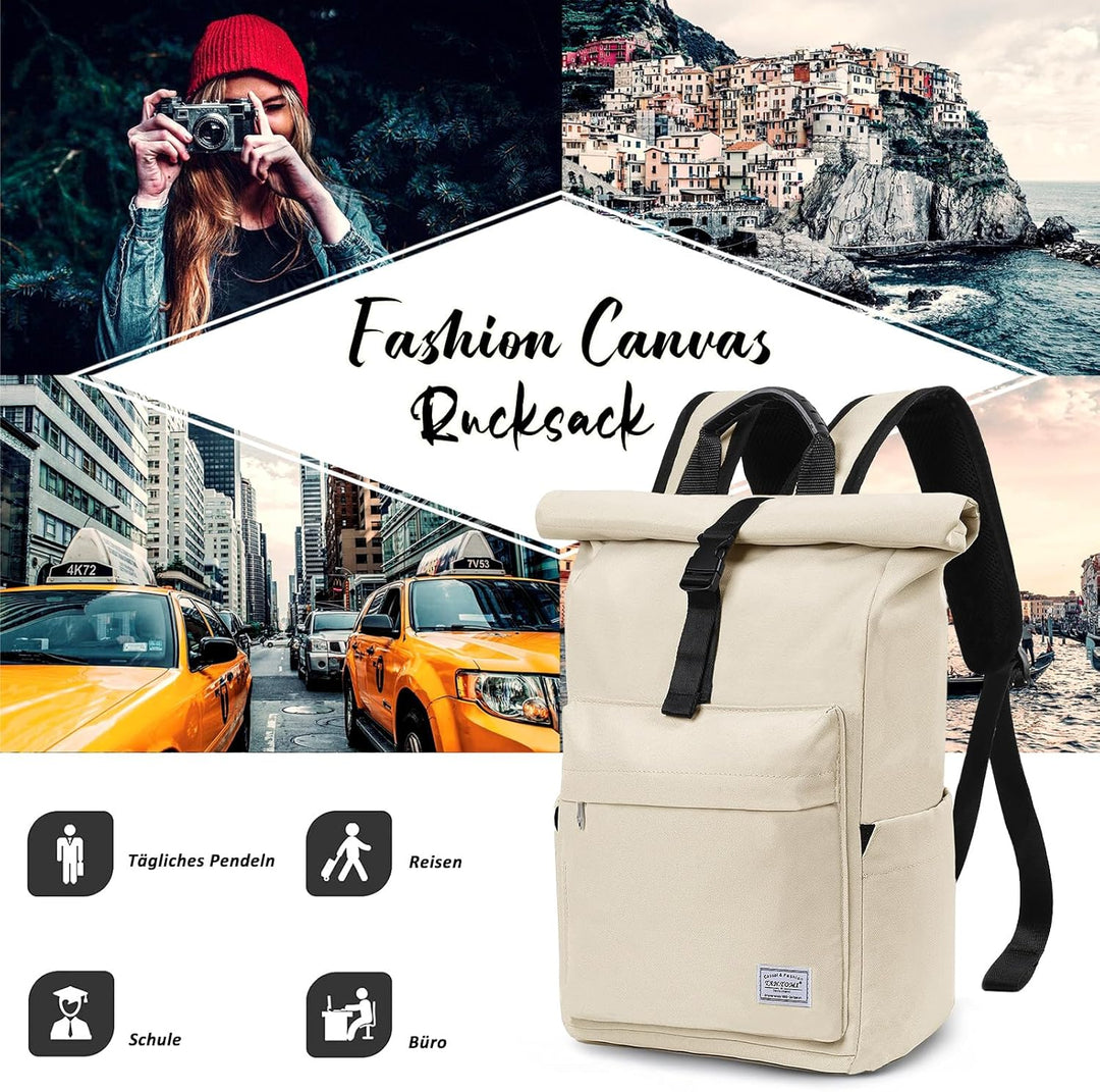 TANTOMI Rucksack Damen Herren, Rucksack Laptop Tasche 15,6 Zoll, Laptop Rucksack Damen Herren weit ö