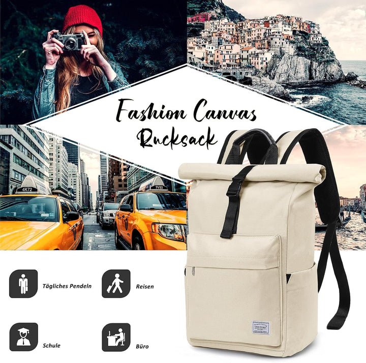 TANTOMI Rucksack Damen Herren, Rucksack Laptop Tasche 15,6 Zoll, Laptop Rucksack Damen Herren weit ö