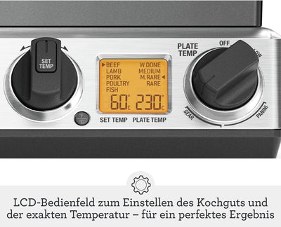 Sage Appliances SGR840 the Smart Grill Pro, Gebürstetes Edelstahl Mit abnehmbaren Antihaft-Grillplat