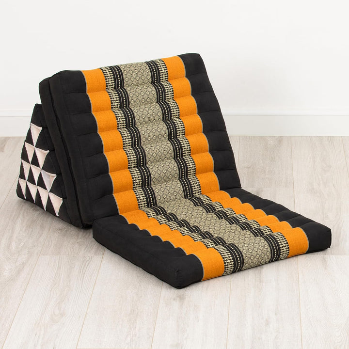 livasia Thaikissen 3 Auflagen extrahoch - 185x55x8cm - Dreieckskissen mit Klappmatratze, Kapok, Jumb