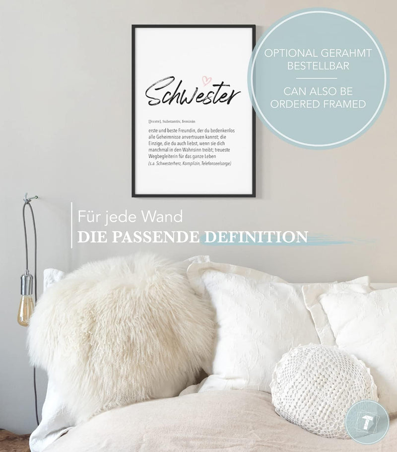 Papierschmiede® Definition: Schwester, DIN A1 (59x84 cm), XXL Poster für Wohnzimmer, Schlafzimmer, K