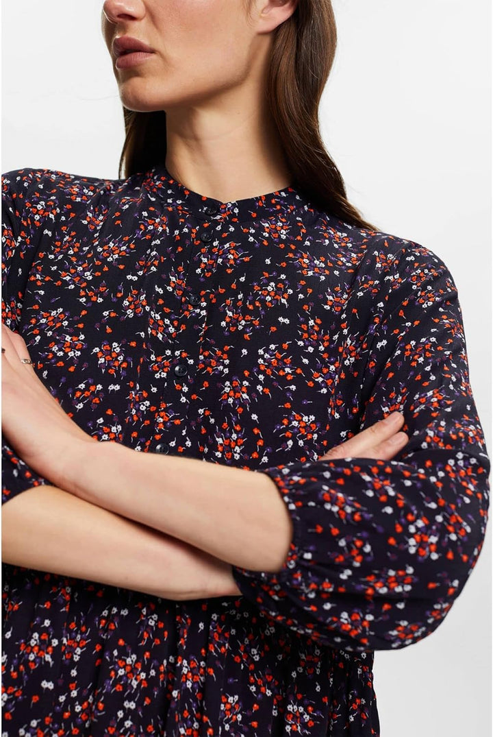 ESPRIT Midikleid aus Webstoff mit Allover-Muster 32 Navy, 32 Navy