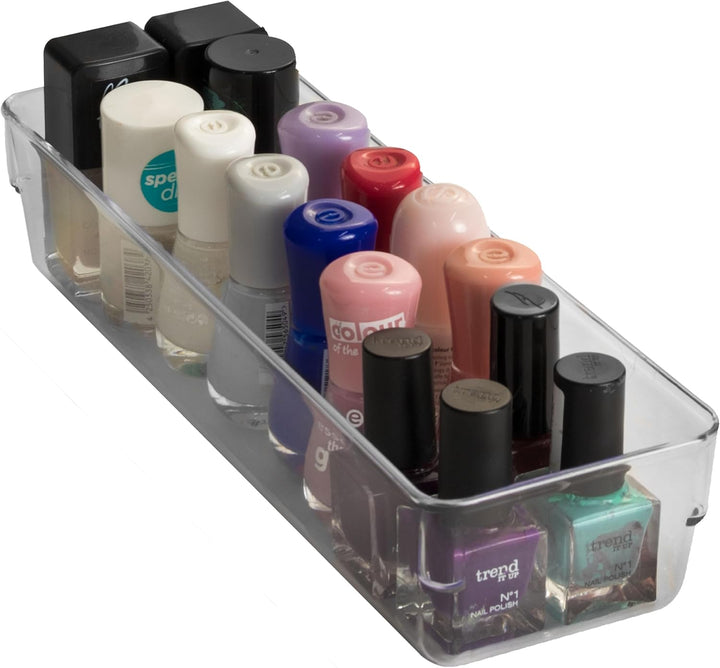 12x Schubladen Ordnungssystem 24x8 cm klar transparent 5,5 cm hoch Antislip - Organizer für Schminkt