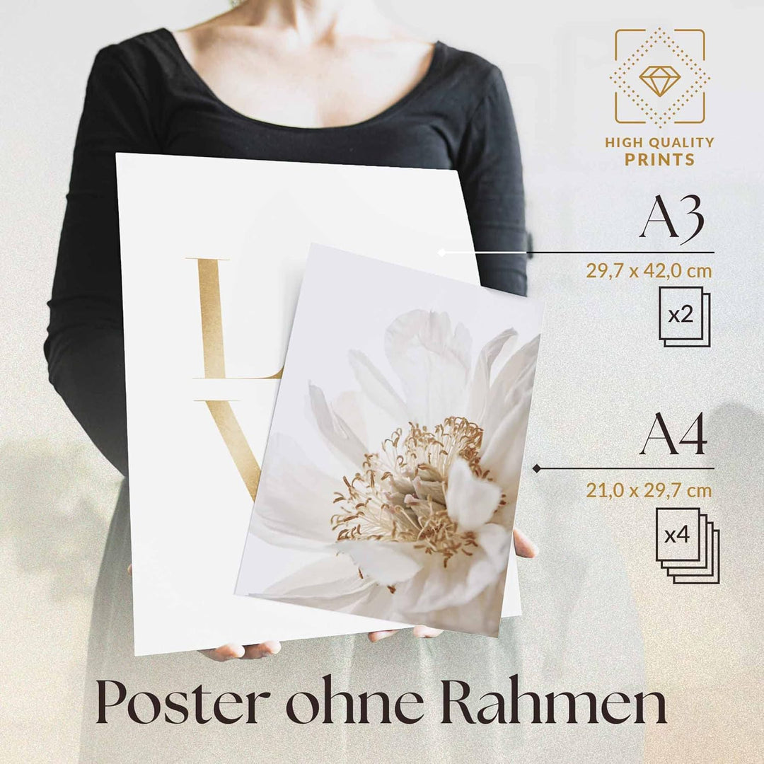 Heimlich® Premium Poster Set OHNE Bilderrahmen | 2 x DIN A3 & 4 x DIN A4 - ca. 30x42 & 21x30 | Stilv