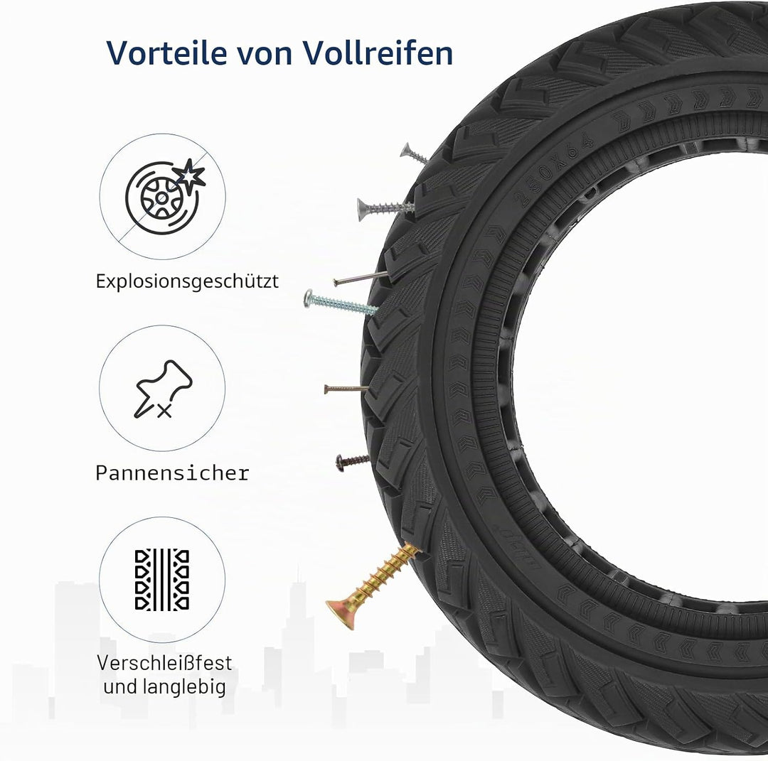 ulip Ersatzreifen für Xiaomi 4 Ultra NAVEE S65C Electric Scooter vorne und hinten 250x64 Schwarz, Sc