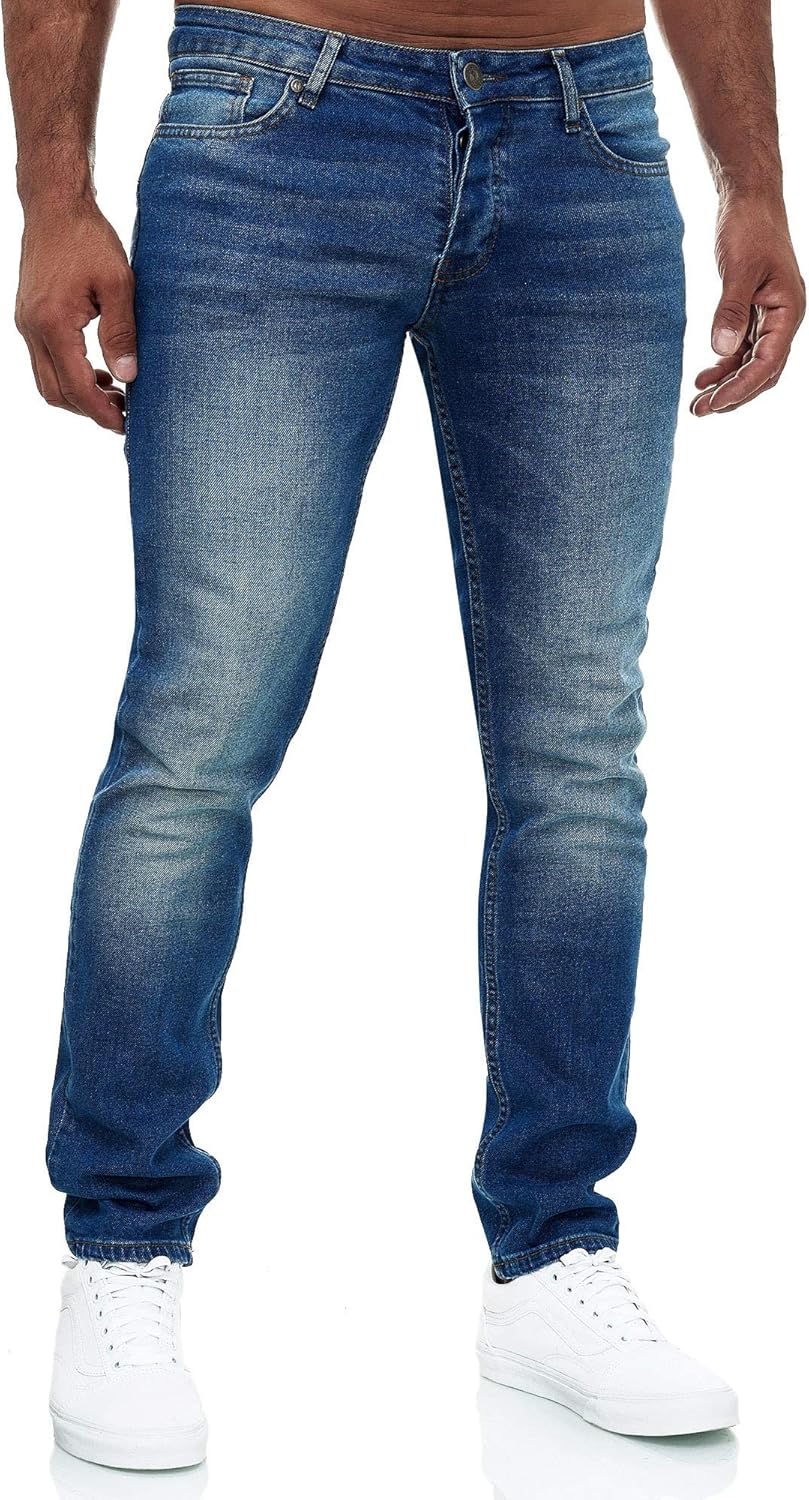 MERISH Jeans Herren Destroyed Hose Jeanshose Slim Fit Männer Denim 2081-1001 30W / 32L 502-2 Blau, 3