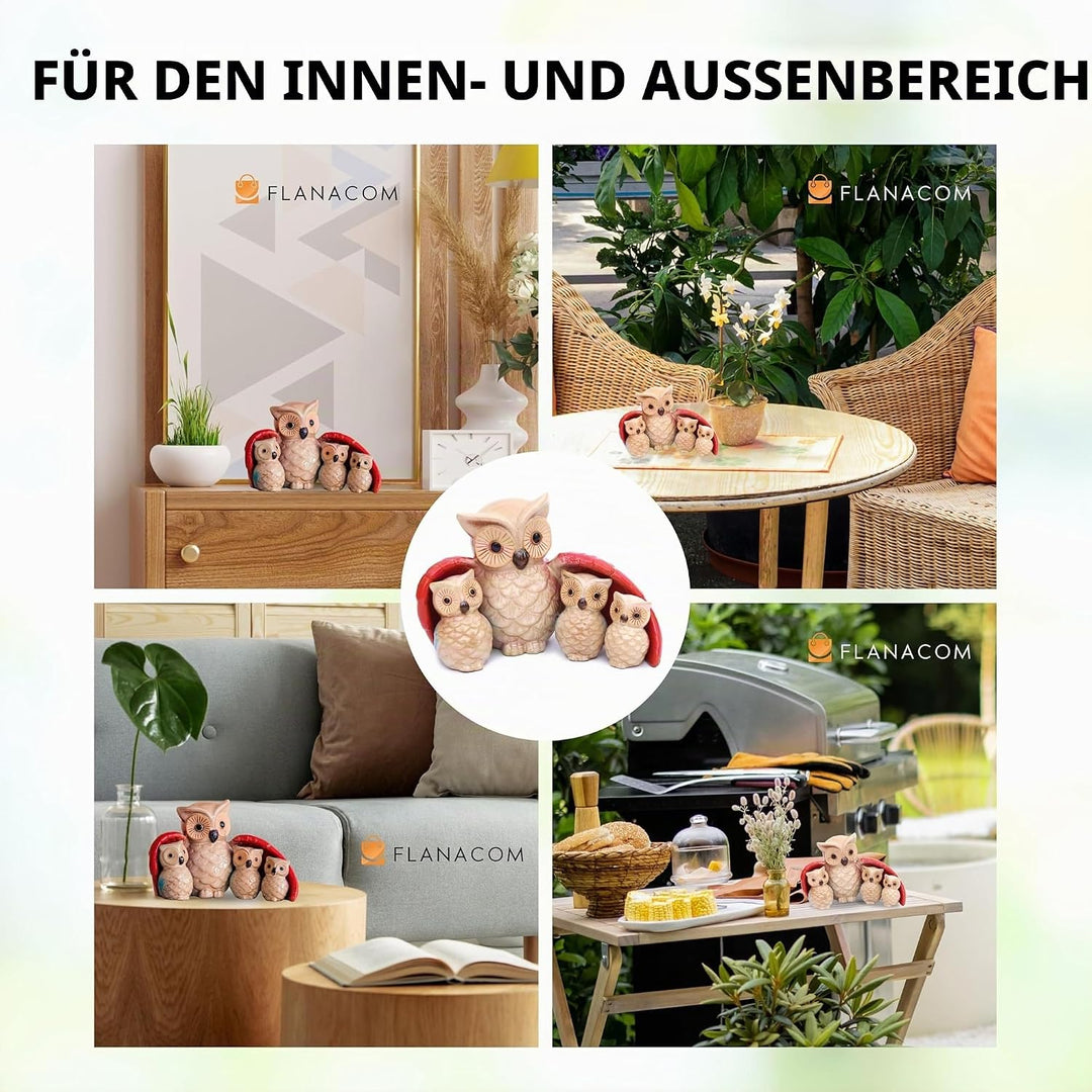 Flanacom Dekofiguren Set aus Keramik - Tierfiguren für Innen und Aussen - Deko-Artikel für Wohnung &amp;