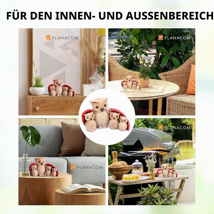 Flanacom Dekofiguren Set aus Keramik - Tierfiguren für Innen und Aussen - Deko-Artikel für Wohnung &amp;