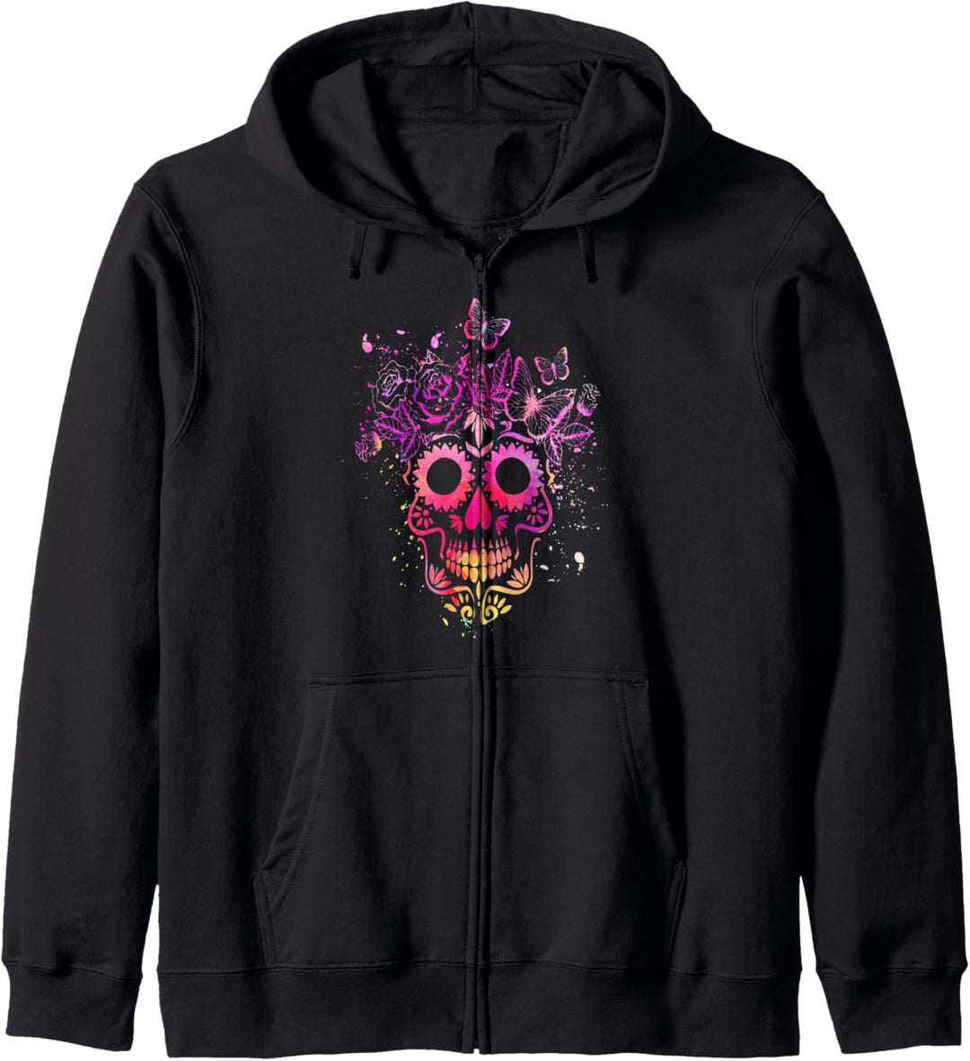 Farbenfrohes Totenkopf Schmetterling Sommer Farbvielfalt Kapuzenjacke