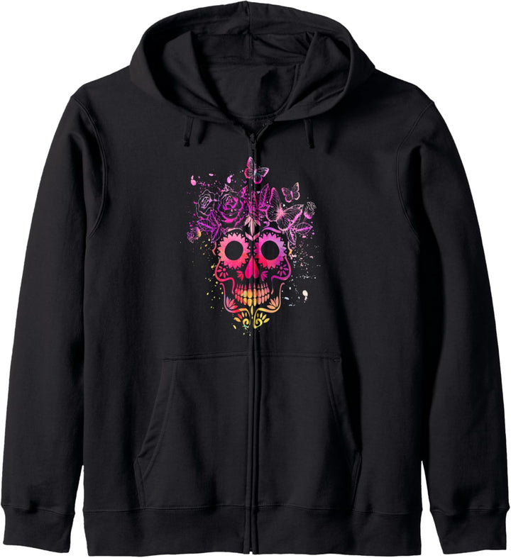 Farbenfrohes Totenkopf Schmetterling Sommer Farbvielfalt Kapuzenjacke