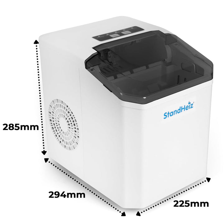 Eiswürfelmaschine Weiss 230 V – Kompakter Ice Maker mit Selbstreinigungsfunktion, 12 kg / 24 h, leis