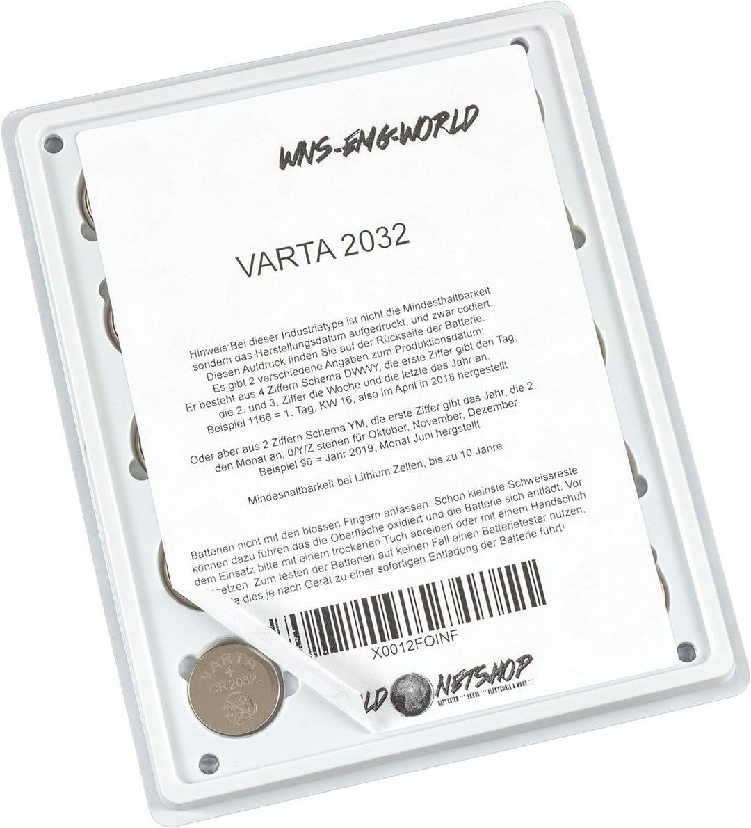 wns-emg-world Big Box Pack VARTA CR2032 Lithium Hochleistungs Knopfzelle 3 Volt, 20 Stück, 20 Stück