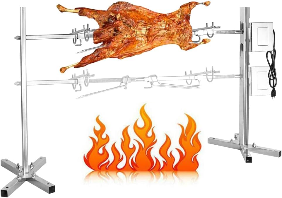 BBQ Edelstahl Spanferkelgrill mit Motor,drehen Bis zu 100 kg Schwein,Elektrisches Edelstahl Grillspi