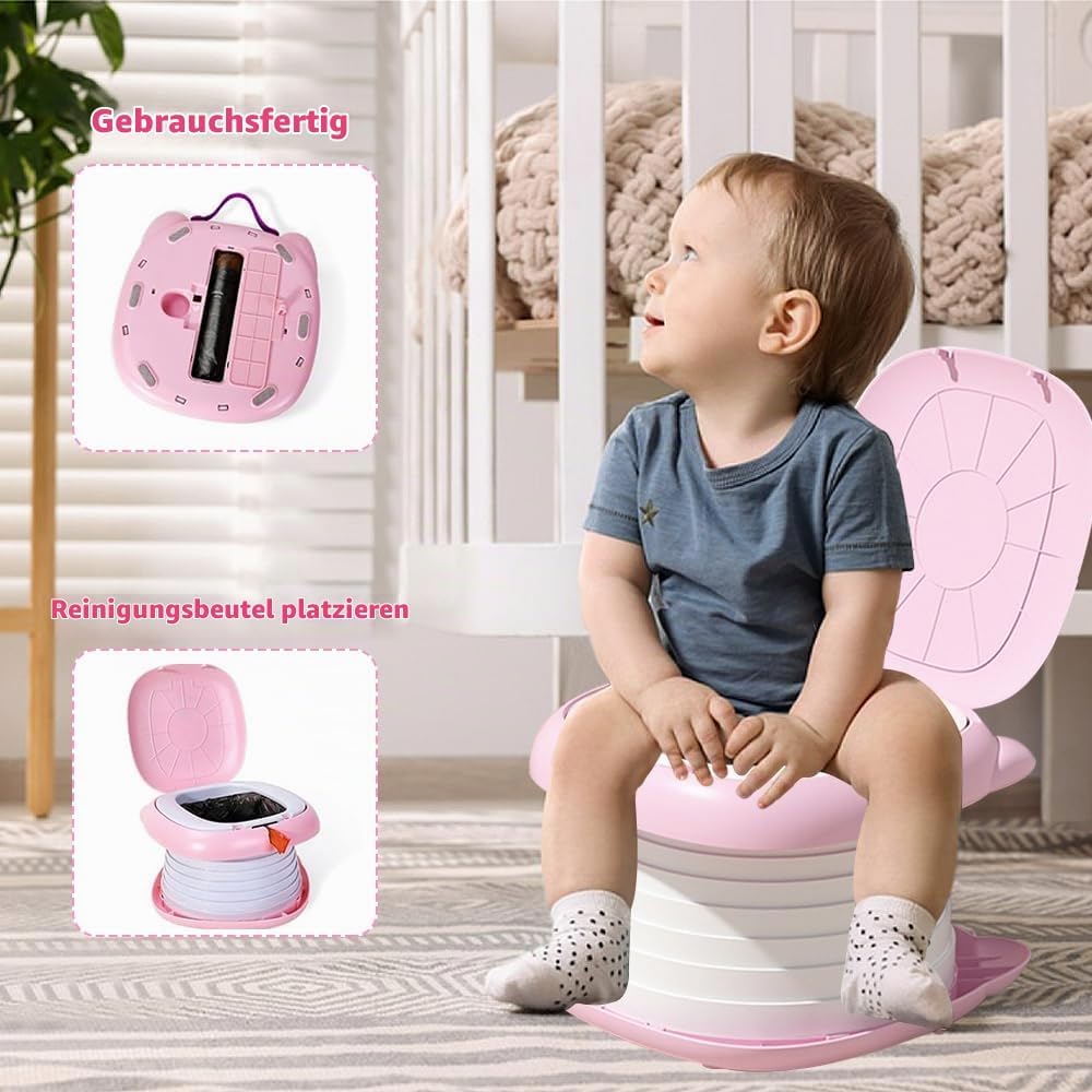 Klapptoilette für Kinder,Kindertoilette Tragbar,Kinder Reise Töpfchen,Töpfchen Faltbar,Tragbare Baby