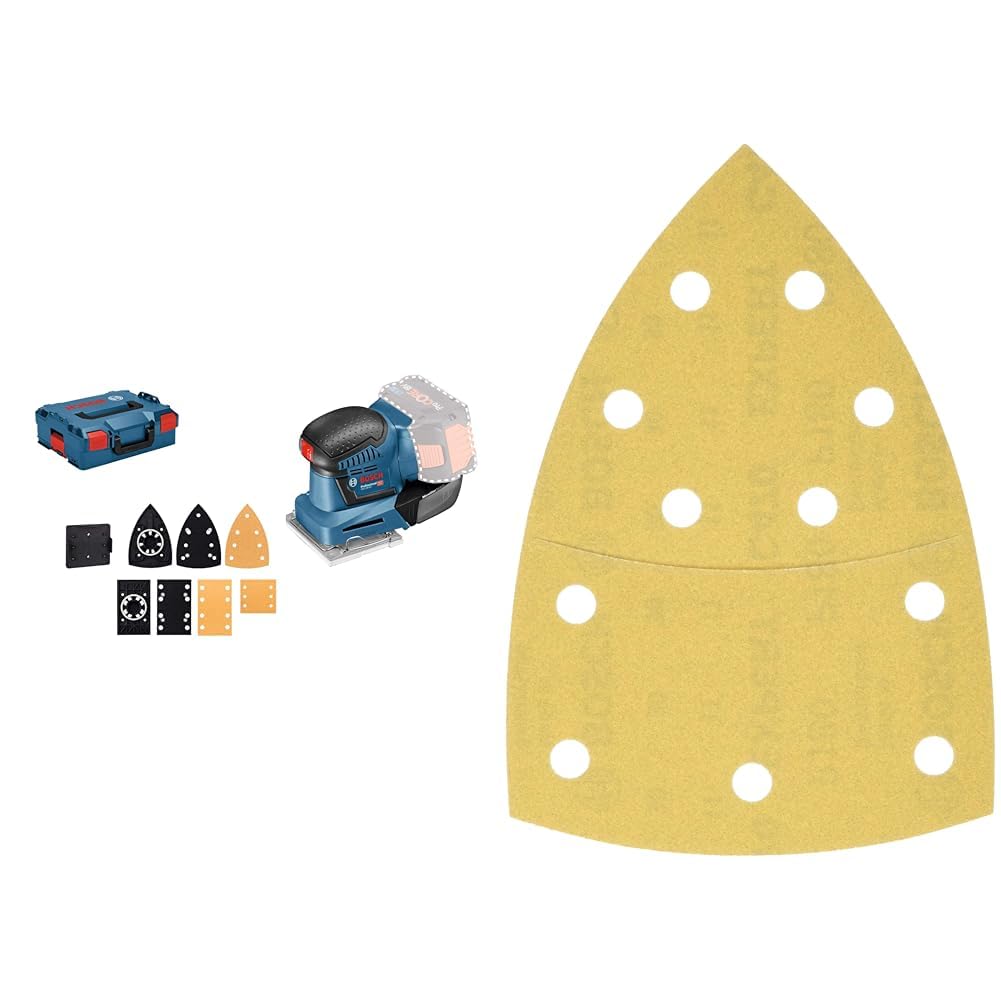 Bosch Professional 18V System Akku Schwingschleifer GSS 18V-10 (Ø: 1,6 mm, 3 Grundplatten, in L-BOXX