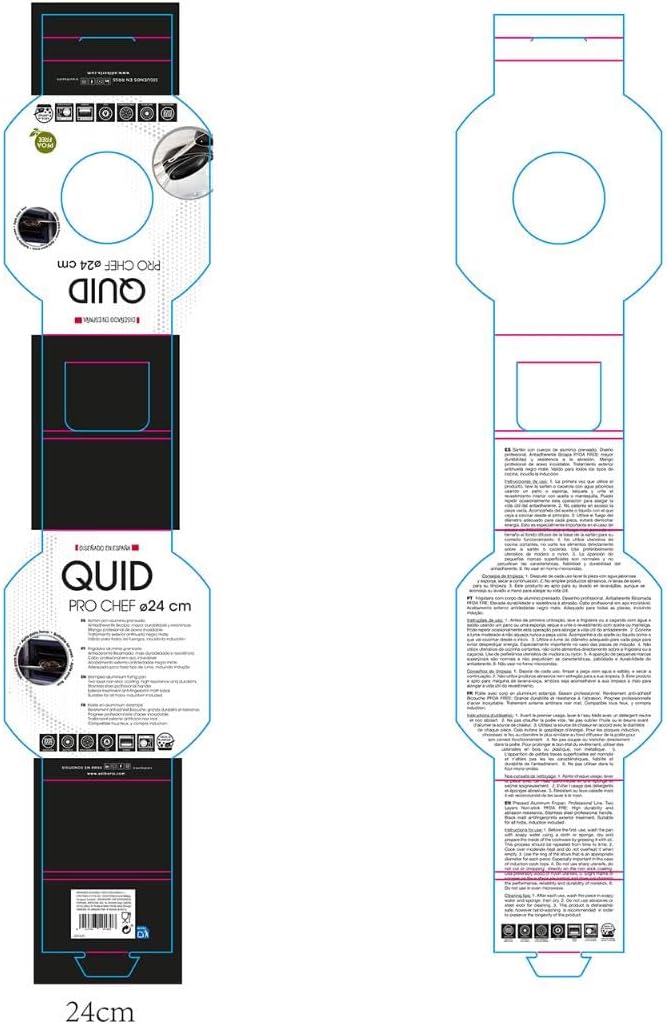 Quid Pfanne 24 cm Pro Chef Alum, Aluminium, Schwarz und Stahl, 5.49 cm, pfanne 24 cm