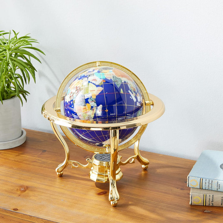 Einzigartige Art 25,4 cm by 6 Lapislazuli blau Ocean Tisch Top Edelstein World Globe mit Gold Stativ