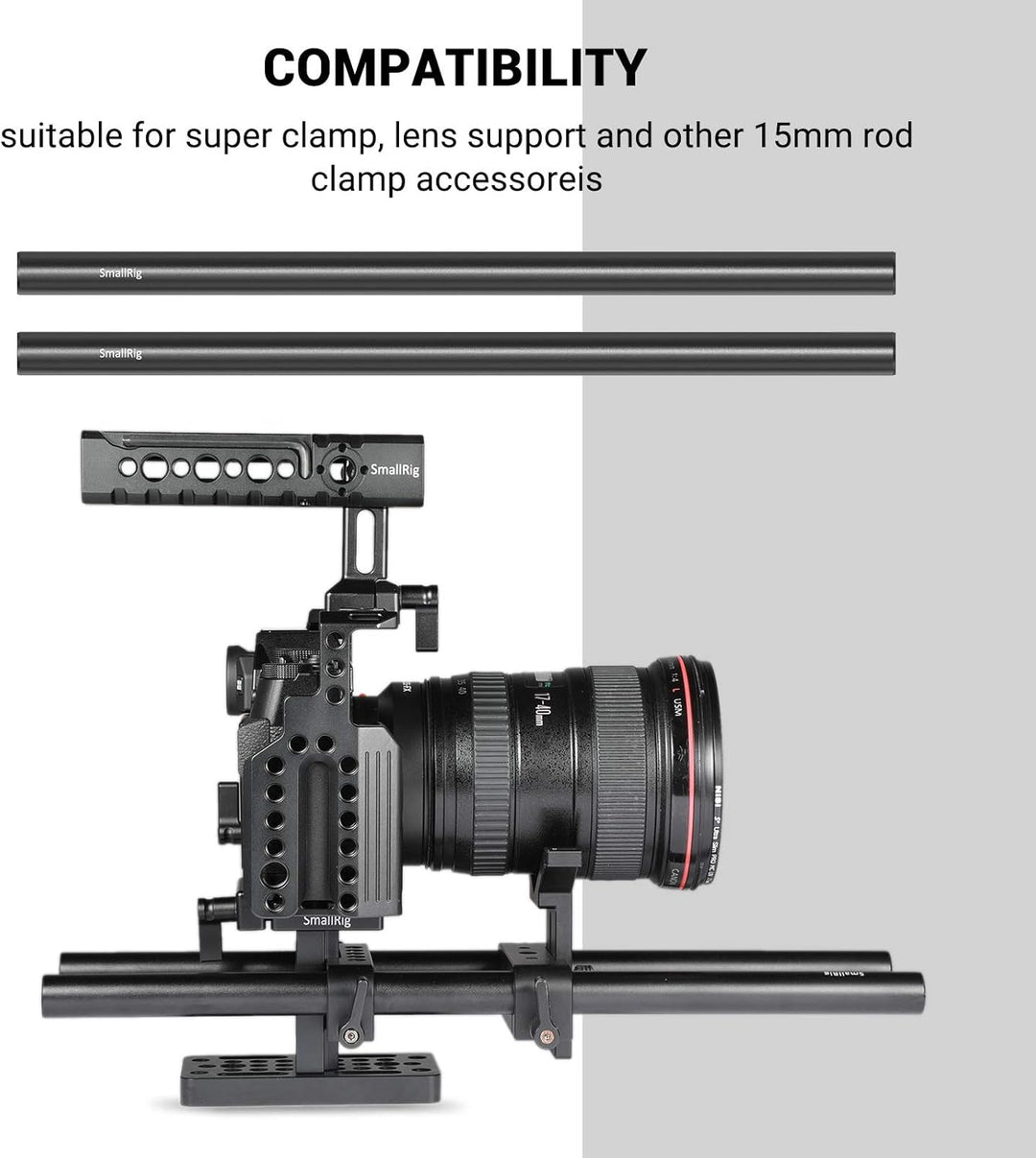 SMALLRIG 2 Stück Schwarz Aluminiumlegierung 15mm Rod - 30cm 12 Zoll - 1053 12 inches (30 cm), 12 inc