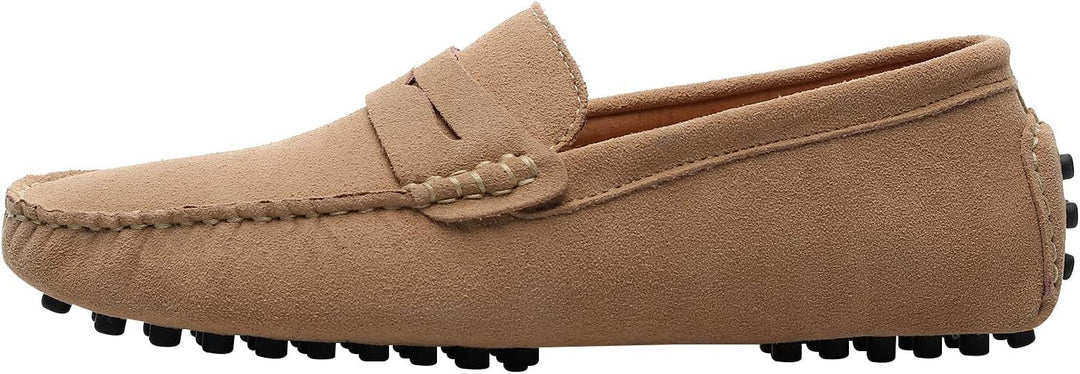 Jamron Herren Wildleder Penny Loafers Gemütlich Fahrende Schuhe Mokassin Slippers 39.5 EU Beige, 39.