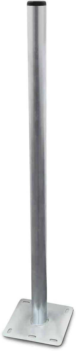 Mastfuss Standfuss 1m Mast Mastfuss + 4 Schrauben Dübel U Scheibe Set Stahl verzinkt Balkonbodenhalt