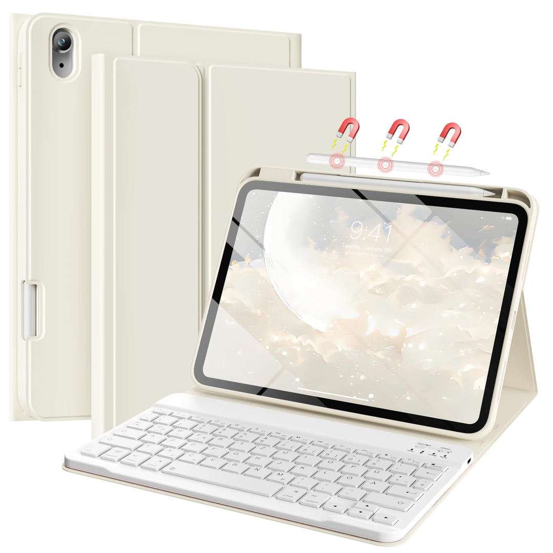 Hülle mit Tastatur für iPad (A16) 11/10 Generation 11/10,9 Zoll 2025/2022, Abnehmbare Kabellose Blue