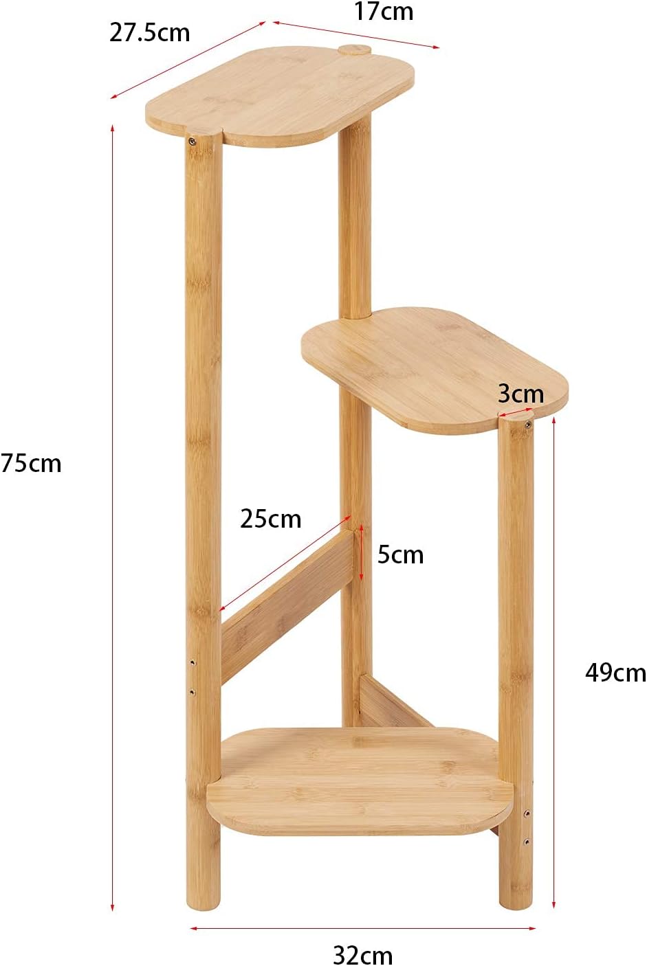 Medla Blumentreppe 3 Ebenen, Pflanzentreppe Bambus, Pflanzenregal Gartenregal Modern Aussehen für Ba