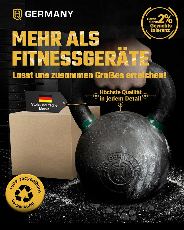 HQ Germany® Kettlebell Powdercoat [Pulverbeschichtung] - Kugelhantel 2-32kg | Vollguss ohne Schweiss