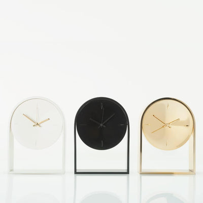 Kartell Air du Temps Tischuhr, Plastik, Kristallklar/schwarz, 21.5 x 8 x 30 cm, Kristallklar/Schwarz