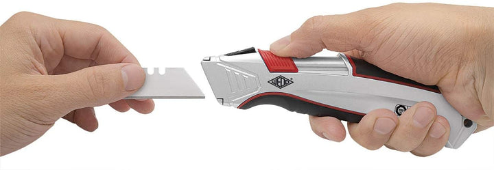 WEDO 78825 Safety Cutter Aluminium, automatischer Klingenrückzug, Aluminiumgehäuse, Gummi Griffzone,