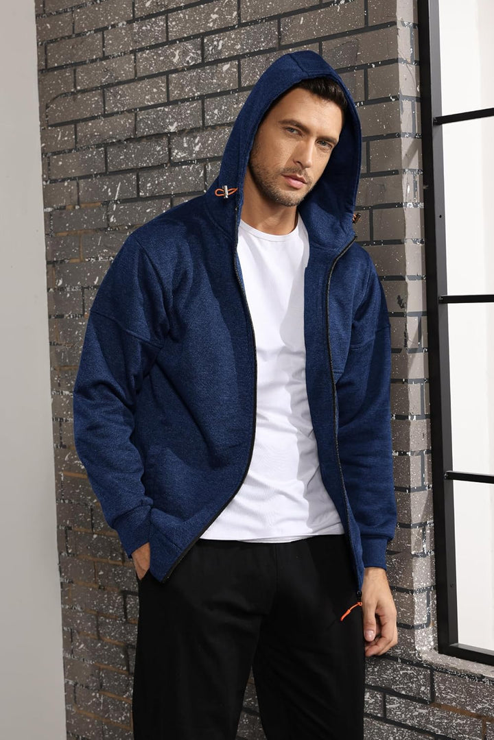 CTU Herren Hoodies Zip Up Langarm Fleece Sweatshirts Hoodies für Männer S-3XL, S Navy