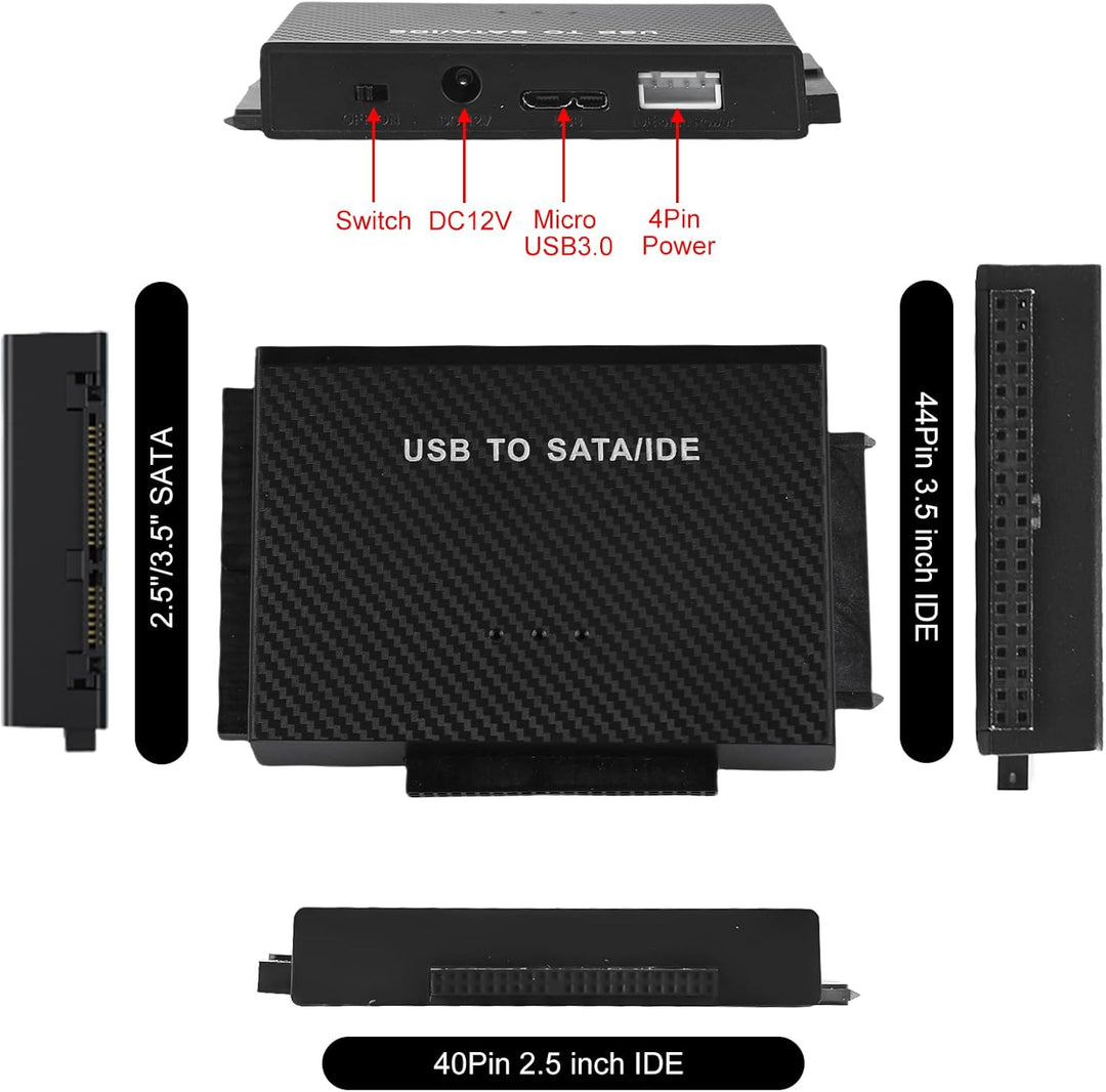 USB 3.0 zu SATA IDE Adapter, USB 3.0 zu IDE/SATA Festplatte Adapter Für 2,5/3,5 Zoll SATa & IDEHDD/S