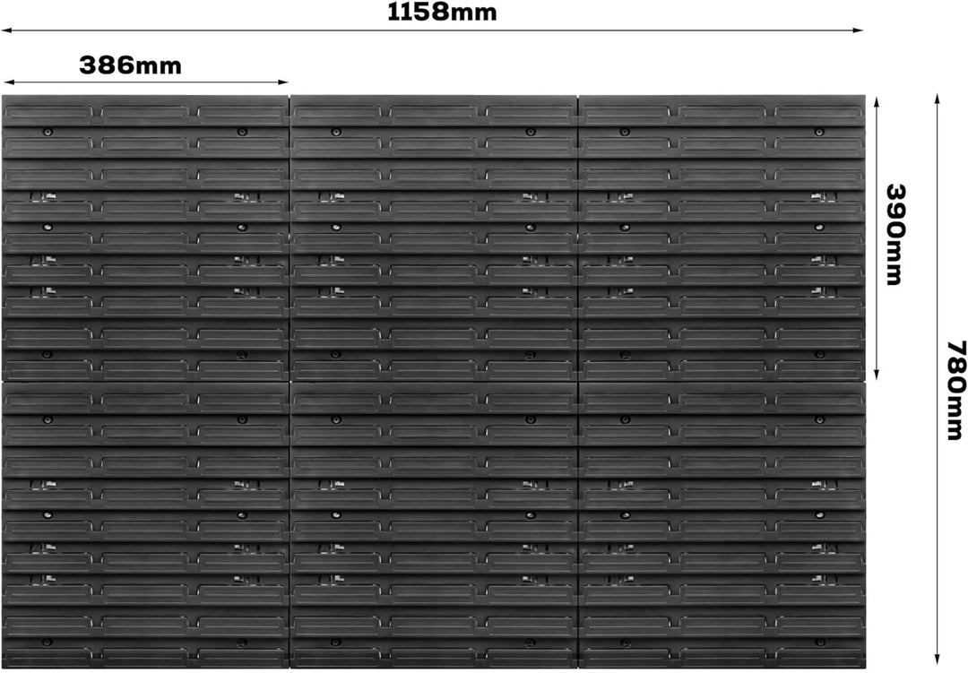 Lagersystem Wandregal 1155 x 780 mm | 91 stck. Box | Stapelboxen Schüttenregal Sichtlagerkästen | Ex