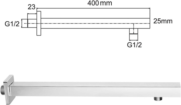 Rainsworth 400 MM Messing Brausearm Wandarm Duscharm für Duschkopf, Halter von Regendusche Regendusc
