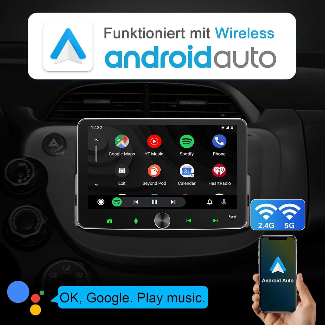 Android Autoradio 1Din Wireless CarPlay Wireless Android Auto Radio mit Bildschirm 7 Zoll 4G+64G Car