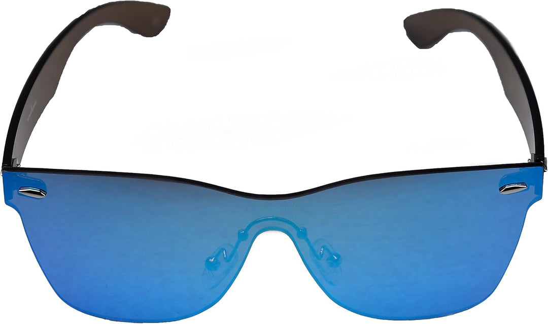 amoloma Rahmenlose Randlose Nur Glas Sonnenbrille Blau verspiegelt für Damen und